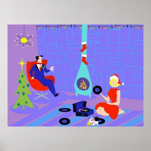 Retro Zuhause für das Weihnachtsgebäck Poster (Vorne)