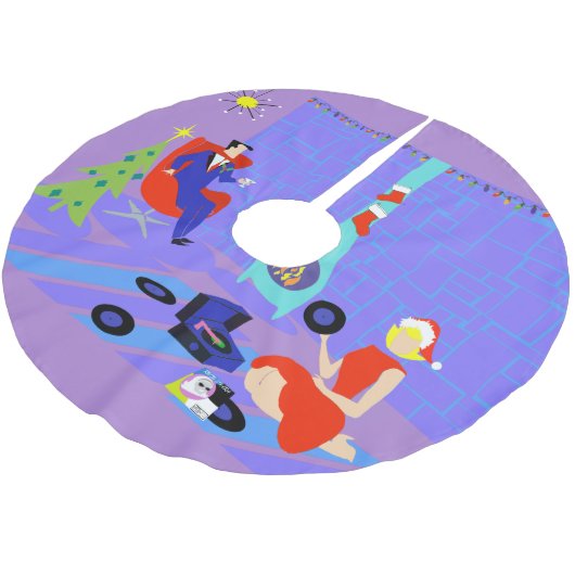 Retro Zuhause für den Polyester Weihnachtsbaumdecke (Schrägansicht)