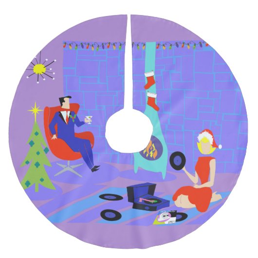 Retro Zuhause für den Polyester Weihnachtsbaumdecke (Vorderseite)