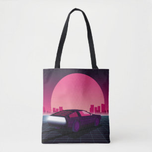 Retro-Zukunft. 80er-Jahre-Sci-Fi-Hintergrund mit S Tasche