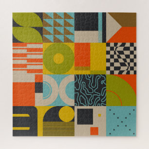 Retro Zukunft: abstrakte pastellfarbene Kunstwerke Puzzle