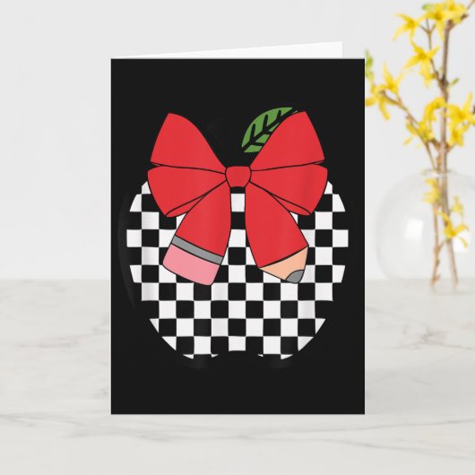 Retro Zurück zur Schule Lehrer Rennen Kariert Blei Karte (Gelbe Blume)