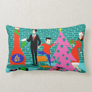 Retro Zutat das Weihnachtsbaumlumbar-Kissen Lendenkissen