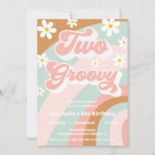 Retro ZWEI Groovy 2. Geburtstag Pastells daisy Mäd Einladung (Vorderseite)