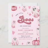 Retro Zwei kleine Boos Ghost Girl Twins Baby Dusch Einladung (Vorderseite)