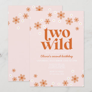 Retro zwei wilde Gänseblümchen Boho zweiter Geburt Einladung