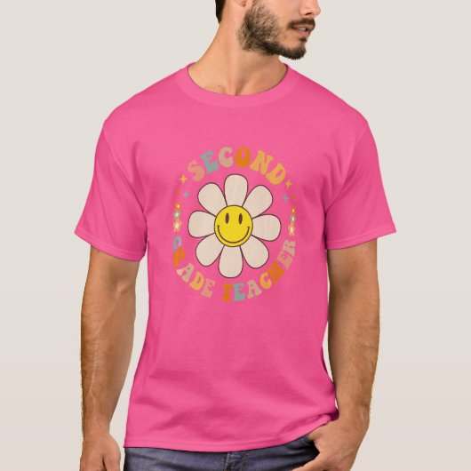 Retro Zweitklassige Lehrerin Daisy Colorful 2. Gra T-Shirt (Vorderseite)