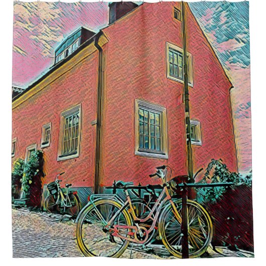 Retro-Zyklusarbeit Duschvorhang (Vorderseite)