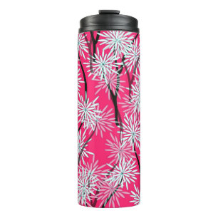 Retroasiatische Blumen-Tapete. Thermosbecher