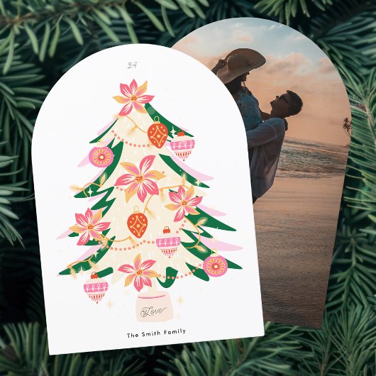 Retrobaum 1 Foto Weihnachtskarte Einladung