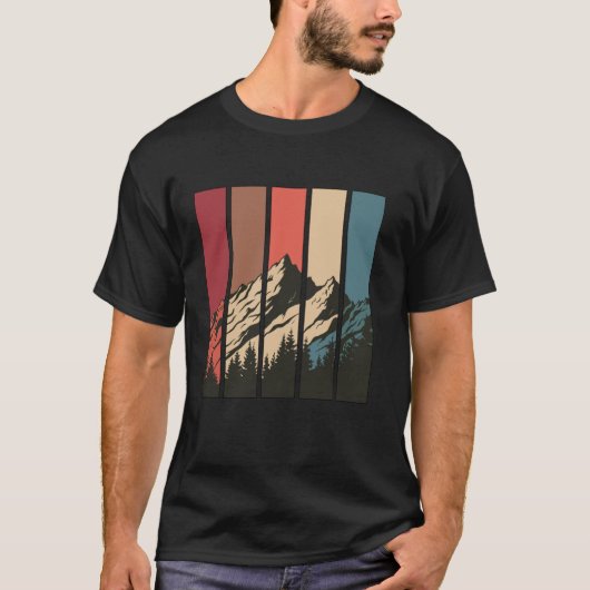 Retroberg und Wald-Silhouette T-Shirt (Vorderseite)