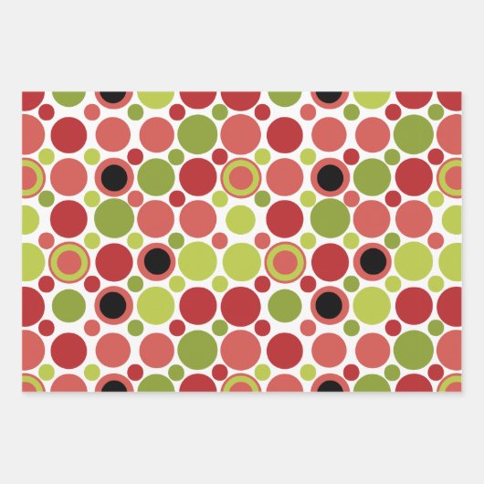 Retroblase rot, grün und rosa geschenkpapier set (Vorderseite)