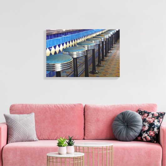 Retroblau Bar hocker Impressionismus Leinwanddruck (Insitu (Wohnzimmer))