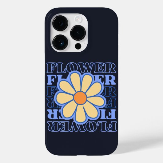 Retroblau florale Typografie Blume Liebhaber Case-Mate iPhone Hülle (Rückseite)