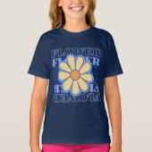 Retroblau florale Typografie Blume Liebhaber T-Shirt (Vorderseite)
