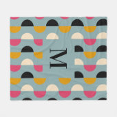 Retroblau-gelb-rosa Kreismuster Fleecedecke (Vorderseite (Horizontal))