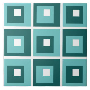 Retroblau geometrisches Quadratmuster Fliese