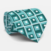 Retroblau geometrisches Quadratmuster Krawatte (Gerollt)