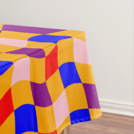 Retroblau, lila, karierte Baumwolle Tischdecke