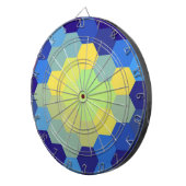 Retroblau und gelb als Hexagon Dartscheibe (Vorderseite rechts)