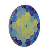 Retroblau und gelb als Hexagon Dartscheibe (Vorderseite Links)