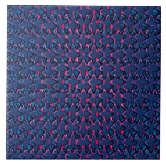 Retroblau und rosa Muster Fliese (Vorderseite)