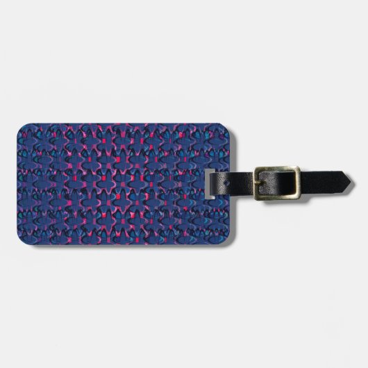 Retroblau und rosa Muster Gepäckanhänger (Vorderseite horizontal)