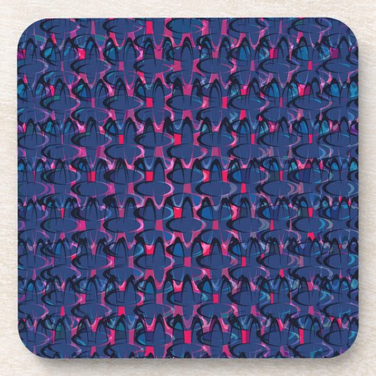 Retroblau und rosa Muster Getränkeuntersetzer (Vorderseite)