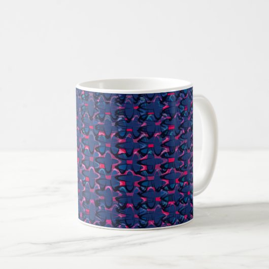 Retroblau und rosa Muster Kaffeetasse (VorderseiteRechts)