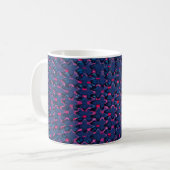 Retroblau und rosa Muster Kaffeetasse (Vorderseite Links)