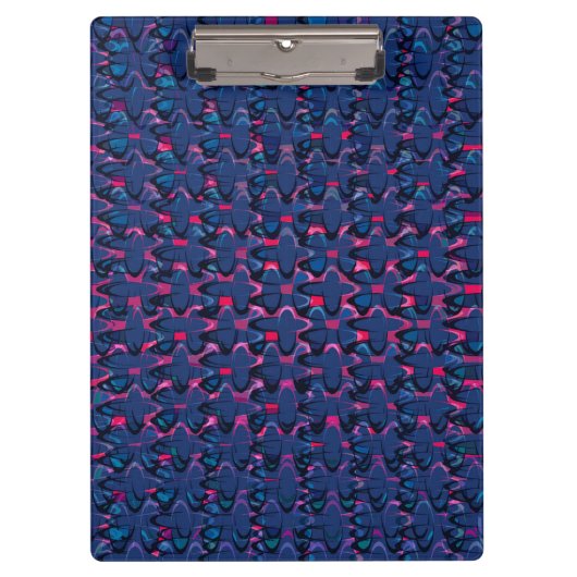 Retroblau und rosa Muster Klemmbrett (Vorderseite)
