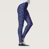 Retroblau und rosa Muster Leggings (Rechts)