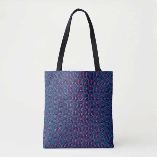 Retroblau und rosa Muster Tasche (Vorderseite)
