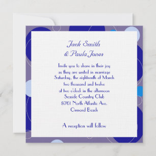 Retroblaue Kreise Ovale Royal Periwinkle Hochzeit Einladung