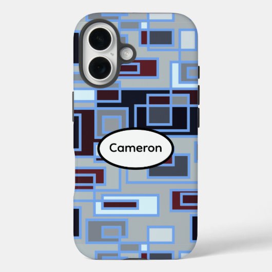 Retroblaue und graue Rechtecke Case-Mate iPhone Hülle (Rückseite)