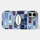 Retroblaue und graue Rechtecke Case-Mate iPhone Hülle (Rückseite (Horizontal))