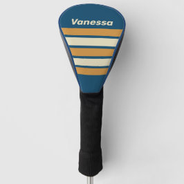Retroblaue Welle auf Streifen mit Namen Golf Headcover