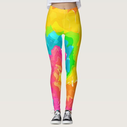 Retroboho-gefärbte Krawatte Leggings (Vorderseite)