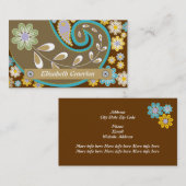 Retrobraun, türkisfarbenes Paisleymotiv Visitenkarte (Vorne/Hinten)