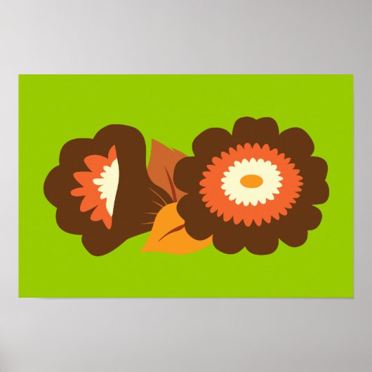 Retrobraune Blumen Poster (Vorne)