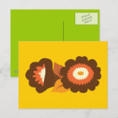 Retrobraune Blumen Postkarte (Vorne/Hinten)