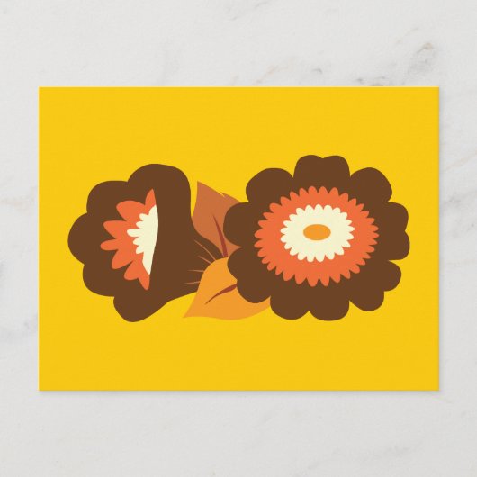 Retrobraune Blumen Postkarte (Vorderseite)