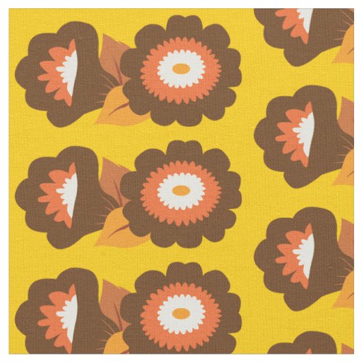 Retrobraune Blumen Stoff (Nahaufnahme)