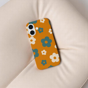 Retrobraunes Blumenmuster Preppy-Hippie-Chic-Gesch iPhone 16 Hülle