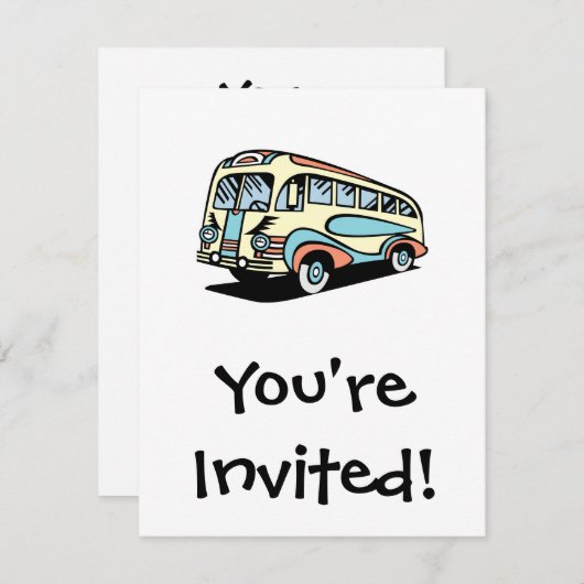 Retrobus Einladung (Vorne/Hinten)