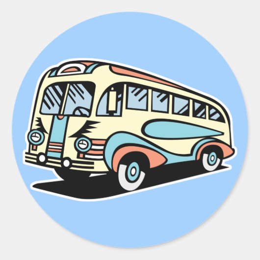 Retrobus Runder Aufkleber (Vorderseite)