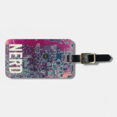 Retrodesign der roten Platine für Nerd Gepäckanhänger (Vorderseite horizontal)