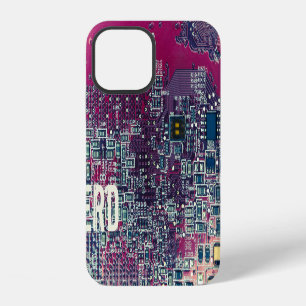 Retrodesign der roten Platine für Nerd iPhone 12 Hülle