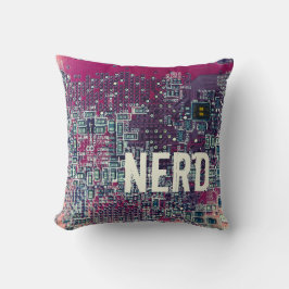 Retrodesign der roten Platine für Nerd Kissen