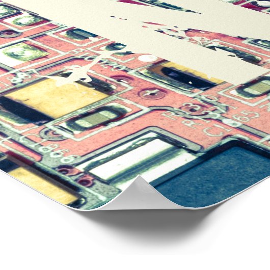 Retrodesign der roten Platine für Nerd Poster (Ecke)